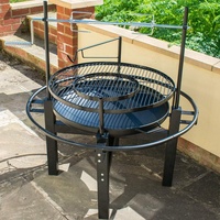 Barbecue multifonctionnel en acier avec rôtissoire à poulet, gril à charbon de bois, grille de cuisson en émail de porcelaine et grille de maintien au chaud