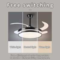 Ventilateur de plafond rétractable intelligent de 42 pouces à lame invisible avec la meilleure lampe lumineuse et télécommande pour moteur à courant continu dans la cuisine