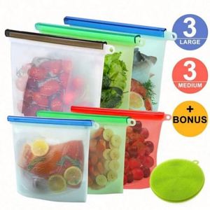 Wholesale Reusable Eco Friendly Leakproof Silicone Vacuum <b>Compressed</b> Food Storage <b>Bags</b> with Clear Ziplock for Kitchen Use - Product Image 1