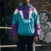 Sweat à capuche homme personnalisé OEM/ODM, nouvelle tendance, veste coupe-vent demi-zip, col montant, style vintage, sport, coupe oversize