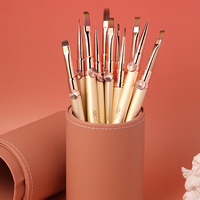 Ensemble de pinceaux à ongles en acrylique avec manche en métal, poils en nylon doux, gel UV 3D, manucure française, boîte à ongles multifonctionnelle de luxe, vente en gros