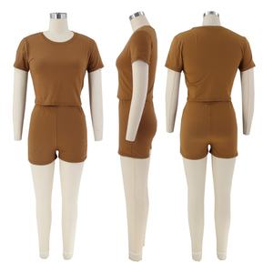 Viviblook ASST78 Ensemble deux pièces d'été pour femmes, couleur unie, décontracté, short et motard Ensemble 2 pièces pour femmes - Product Image 6