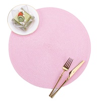 Sets de table ronds tressés en PP de 15 pouces, antidérapants, écologiques, design vintage, personnalisables, pour fêtes et dîners, rose