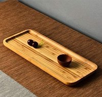 Lot de 3 longs plateaux de rangement rectangulaires en bambou pour le petit-déjeuner et le comptoir de la vanité Organisateur de nourriture Plateaux de service