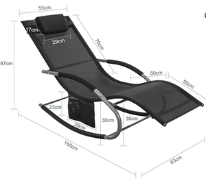 <span class=keywords><strong>Chaise</strong></span> longue de patio en métal, <span class=keywords><strong>chaise</strong></span> à bascule pliable, <span class=keywords><strong>chaise</strong></span> ergonomique de relaxation, <span class=keywords><strong>chaise</strong></span> longue résistante aux intempéries - Product Image 2