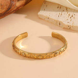 Luxury 316L Stainless Steel 14k 18k Pvd Gold Plated Fashion <b>Bracelet</b> & <b>Bangles</b> Zircon Celestial Open <b>Bangle</b> <b>Bracelet</b> for Women - Product Image 3