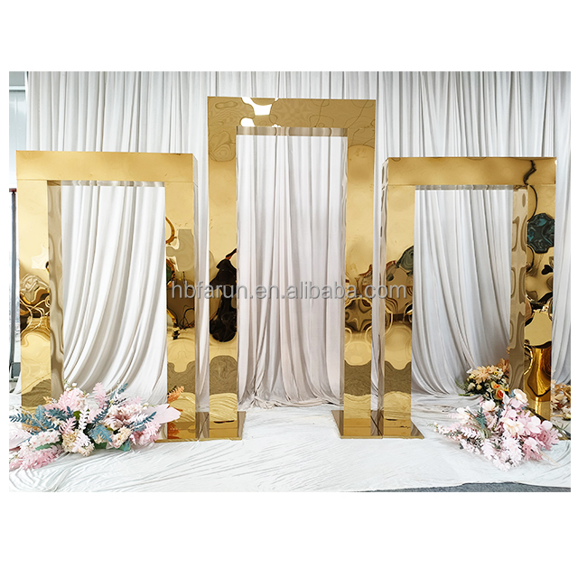 Venda quente casamento fase stand aço inoxidável quadro arco evento decoração casamento hall backdrop