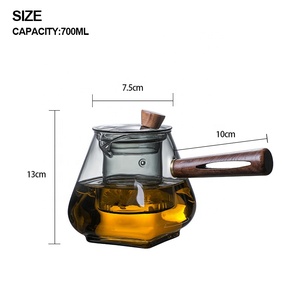 Théière en <span class=keywords><strong>verre</strong></span> de style japonais, machine à thé spéciale pour four électrique en argile, pot à poignée latérale résistant à la chaleur avec poignée en bois - Product Image 5