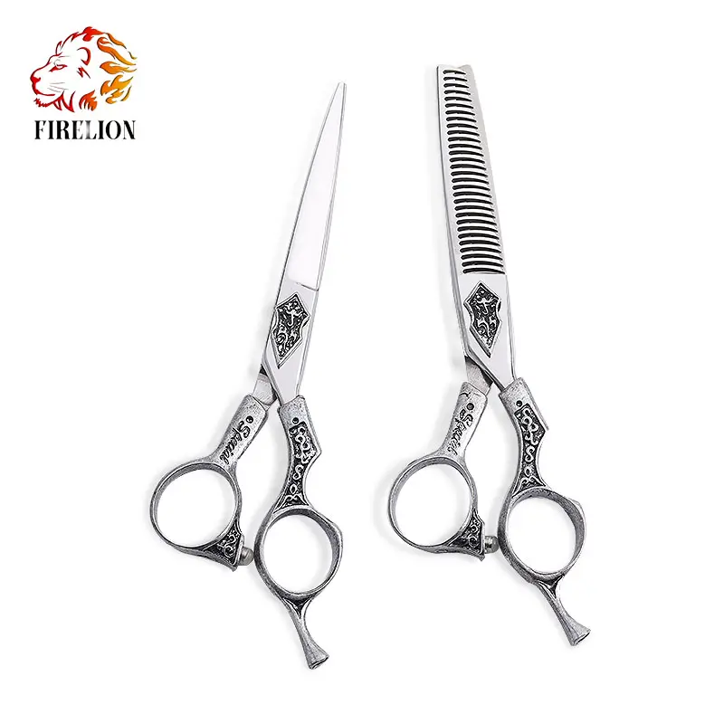 Gothic Individuality 6.0 Inch 440C Steel Cutting Thinning Shears Barber Hairdressing Scissors with Sharp Blade