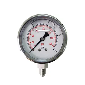 Manômetro de aço inoxidável, medidor de pressão enchido de óleo mecânico de 63mm