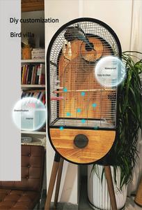 Hoogwaardig Roestvrij Staal Massief Hout Vogelkooi Papegaai Vogelhuis Diy Decor Interieur Monnik Goud Zon Wind Vogel Stijlen - Product Image 2