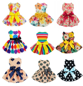 100% algodão colorido arco-íris listrado, laço de fita de amarrar, beleza, gato, filhote, camisa, vestidos de cachorro, roupas para animais de estimação - Product Image 6