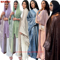 Robes musulmanes modestes de Dubaï Robe abaya traditionnelle ouverte caftan ample pour femmes Robe arabe bronzante brillante à manches longues pour femmes