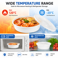 Contenants jetables ronds TeGuan en PP de qualité alimentaire haute résistance 70oz avec couvercle, compatibles micro-ondes et congélateur, pour nouilles et repas rapides