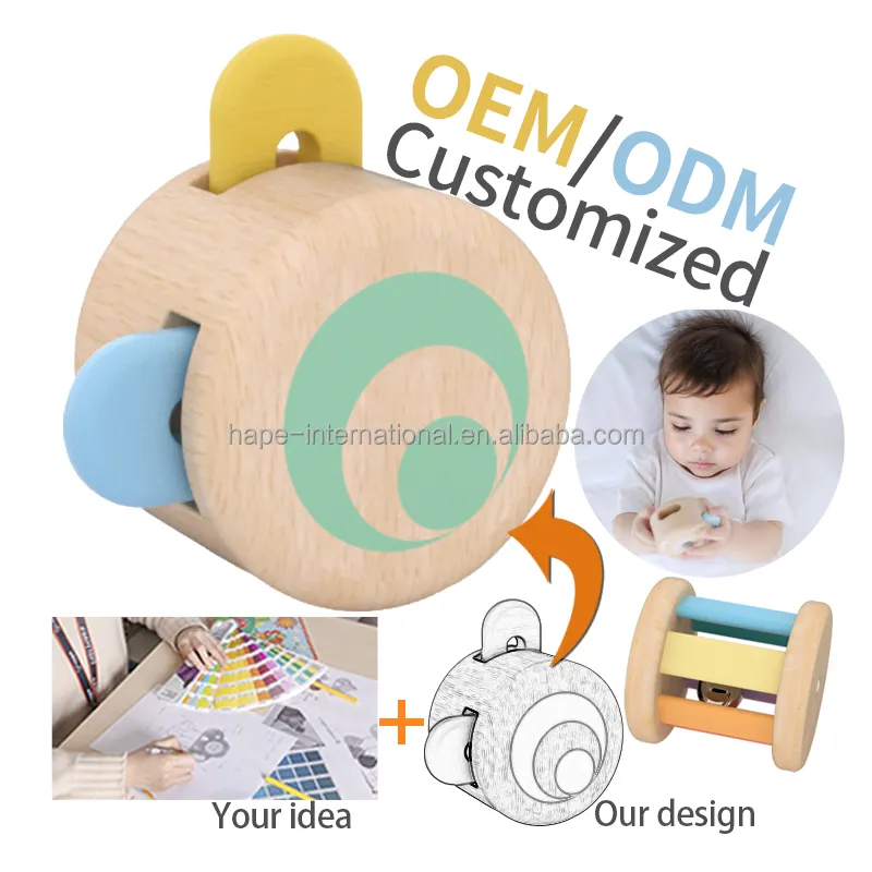 Haute qualité nouveau Design cadeau infantile sensoriel Montessori développement précoce ramper formation rouleau en bois jouet pour bébé enfant en bas âge
