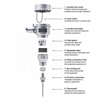 Transmitter Temperatur Anti Ledakan PT100 Input Termokopel 4-20mA Output Sinyal 0-10V Sensor Kelas I Akurasi Tinggi