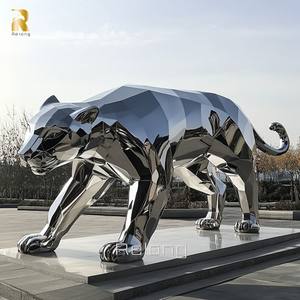 Al Aire Libre de tamaño real de metal Animal estatua de acero inoxidable escultura de leopardo para la venta - Product Image 2