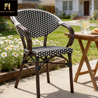 Chaise de jardin en rotin confortable de haute qualité, empilable, pour terrasse, café, jardin, usage commercial extérieur