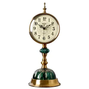 6802-1 Retro Light Luxury Craft Glass Clock American Household Ornaments Quartz Table Clock