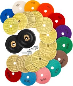 Kit de Discos de Polimento Diamantados JDK de 4 Polegadas, Conjunto de Discos de Polimento Úmido/Seco para Furadeira, Retificadora e Polidora, Discos de Grão 50-8000 para Granito e Mármore - Product Image 1