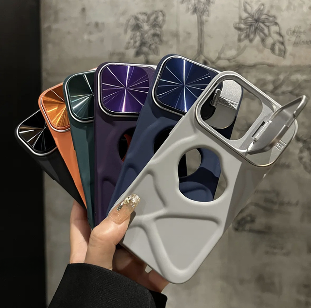 3D Anomaly Design Lens Protect Flip Holder Shockproof Mobile Phone Case for 17 Pro Max 15 16 Plus Magnetism