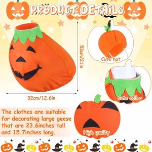 Déguisement de citrouille mignon pour oies en ciment, tenue d'extérieur pour décoration d'Halloween - Product Image 2