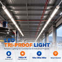 Éclairage LED Commercial Tri-Proof IP65 Étanche 150lm/W Connectable Intelligent pour Sous-sol, Station de Lavage Auto, Entrepôt, Atelier