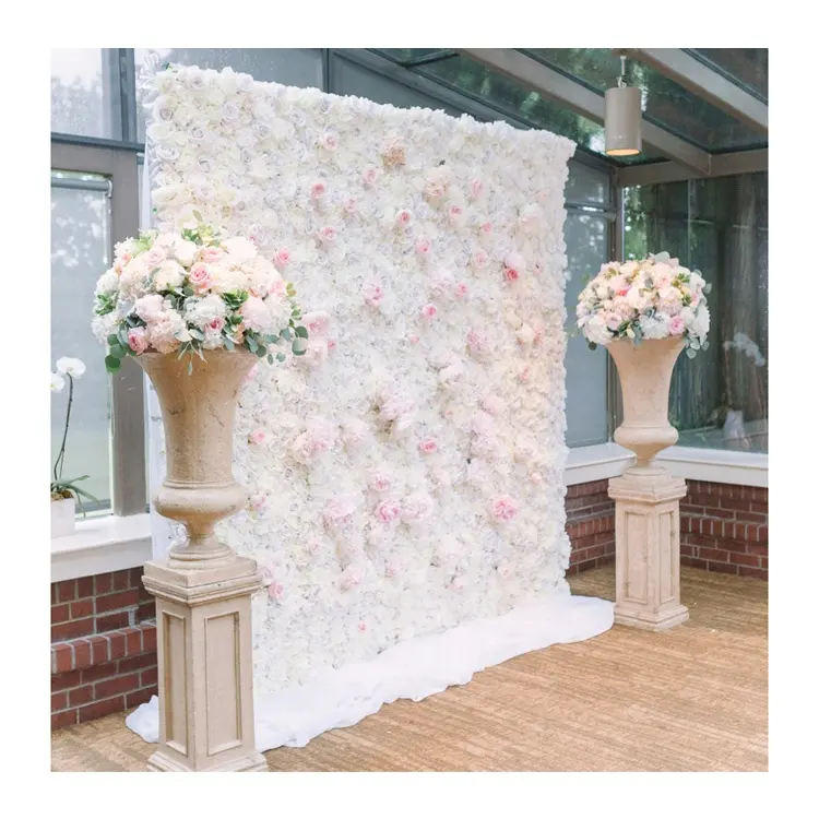 IFGカスタマイズ2メートル * 2メートルピンクホワイトシルクバラの花マット装飾結婚式の花の壁