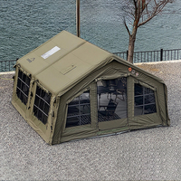 Tente gonflable Coody Familia 17.2 Air - Vert armée, tente familiale pliable pour 5 à 8 personnes, en tissu de coton, portable pour le camping