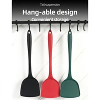 Spatule de cuisine en silicone monobloc vert forêt, résistante à la chaleur, antiadhésive, ajourée, pour frire, mélanger, cuisiner et pâtisser