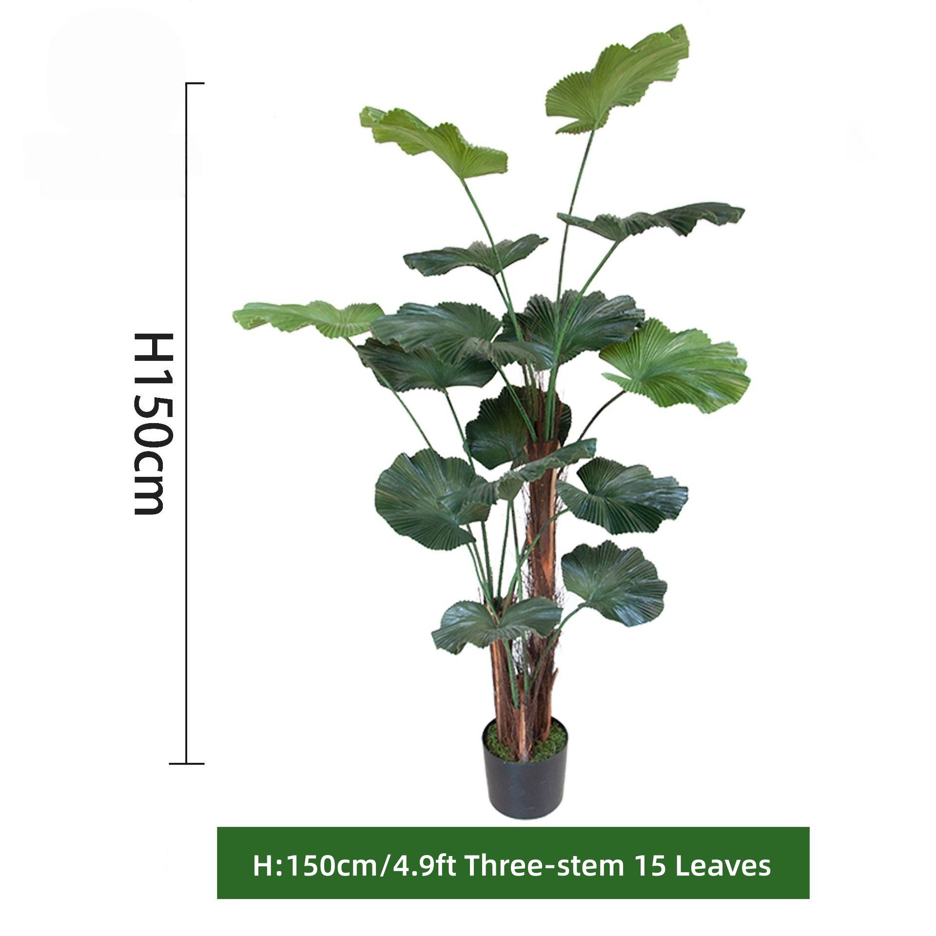 150 cm/4,9 pieds Trois tiges 15 feuilles