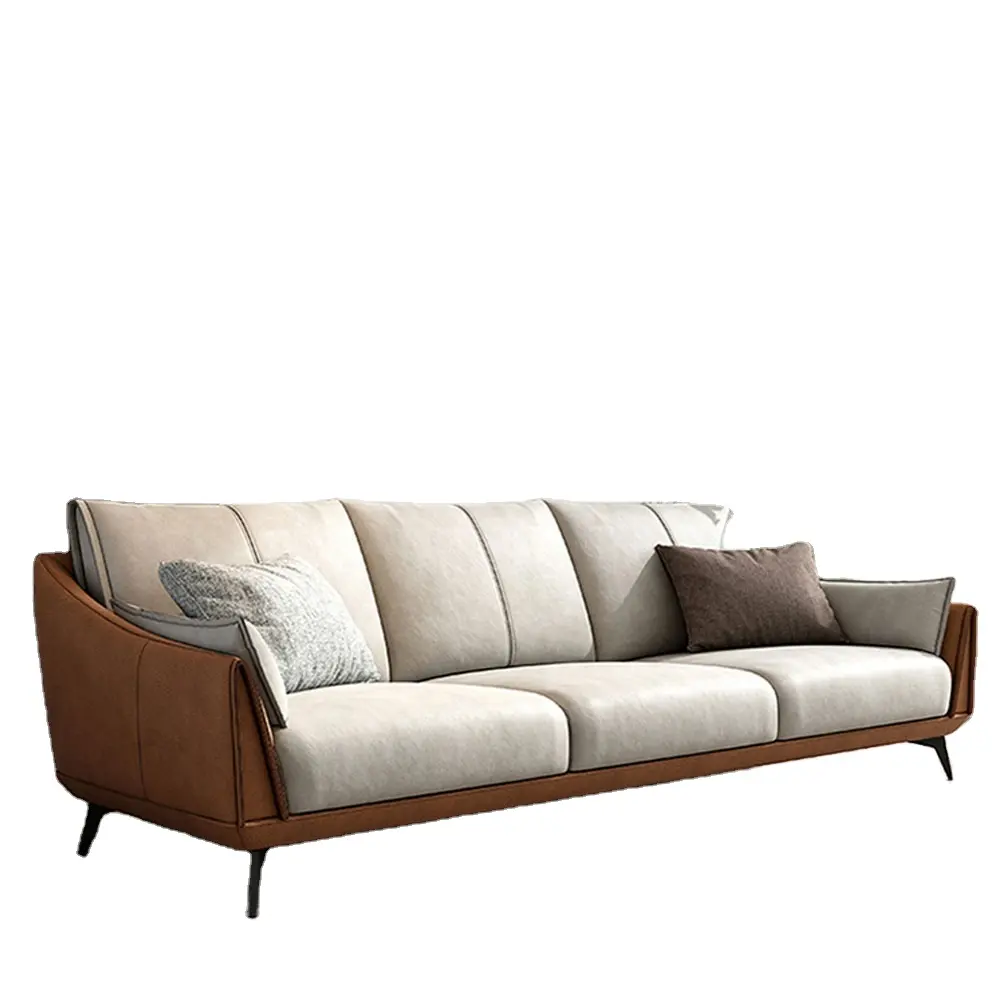 Canapé d'angle en fibre micro, pieds métalliques, meubles de salon, 2 pièces