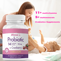 Probiotiques végétaliens OEM à la canneberge pour femmes, supplément digestif et vaginal, 14 souches, milliards d'UFC, capsules de probiotiques à la canneberge