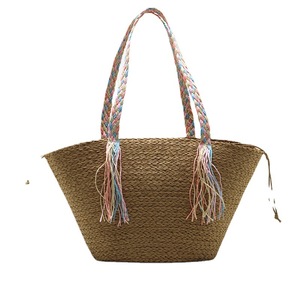 Nuevo Bolso de Hombro de Paja Tejida - Bolso Tote con Cintas de Colores para la Playa, Bolso Casual de Gran Capacidad para el Verano para Mujer - Product Image 5