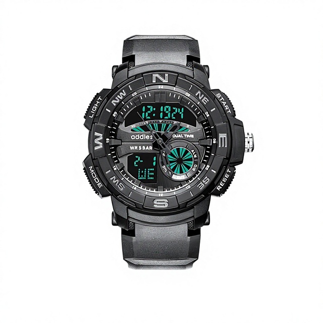 Sport Digital Watch Dual Time LED Alarm Rubber Band 3BAR Waterproof Watch ADDIESDIVE MY-2015
