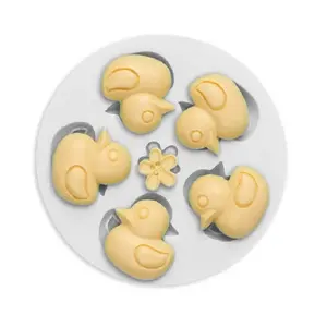 Factory Wholesale Price Classic 5 Little Ducks Design 3D Silicone Fondant Mold Chocolate Fudge Cake Decor Tool Food-contact Safe