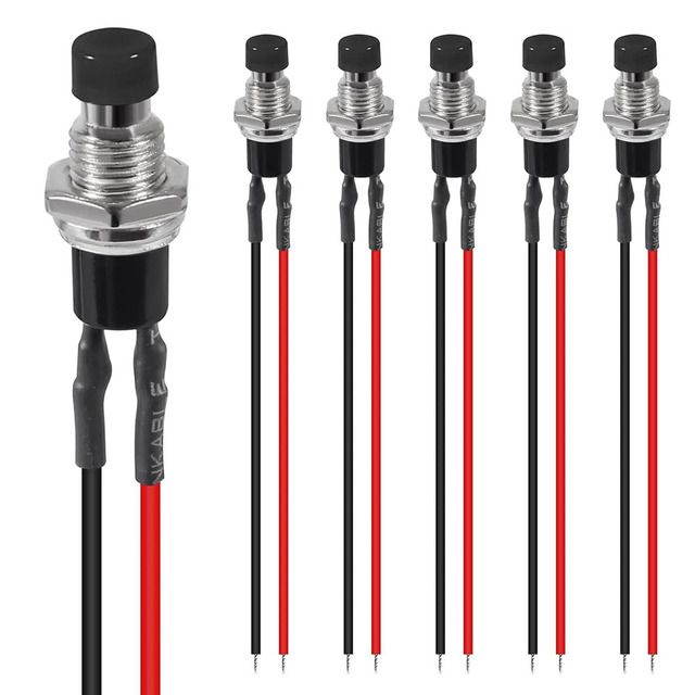 7mm Momentary Mini Push Button Switch SPST NO Normally Open 2 Pin Round Button Contact Switch 1A 250V AC for Model Railway