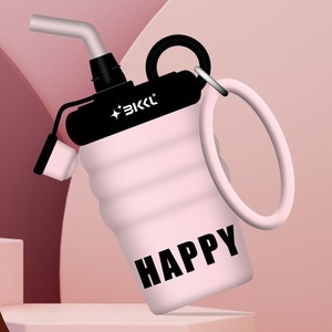 แก้วน้ำสแตนเลสหุ้มฉนวนพร้อมหลอดแก้วพกพาสำหรับเดินทางสำหรับรถยนต์และใช้งานกลางแจ้ง - Product Image 1