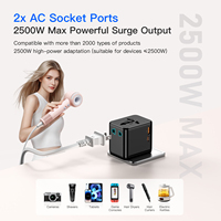 Adaptador de Viaje Universal OULIYO-F01-PQ27W GAN EU UK US AU con Puertos USB, Mini Enchufe Universal Multitipo 2AC