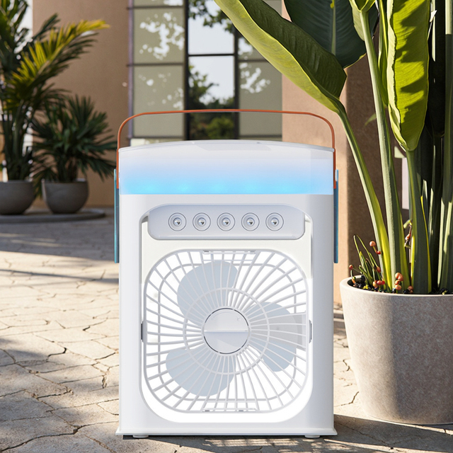 Zaidtek Lightweight Portable Desktop Spray Fan Water Mist Cooling 3-Speed Spanish RV Outdoor Travel Office Home with Night Light