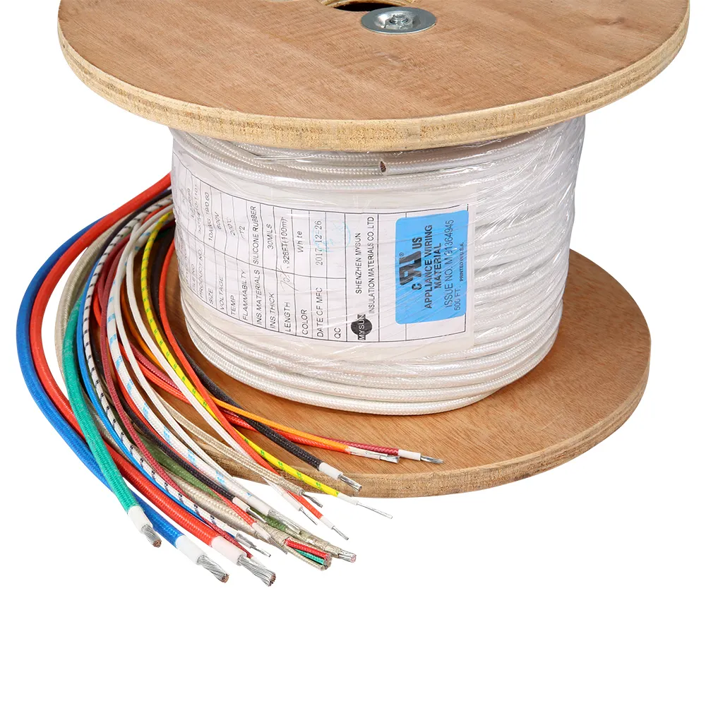 MYSUN-Cable trenzado aislante de fibra de vidrio, 450/750V, cobre estañado, estándar, chaqueta de silicona, Cables de cableado para el hogar