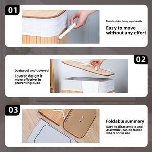 סל כביסה עם בגדים מלוכלכים בד במבוק ארוג קיפול ועלי אחסון בגדים קלועים - Product Image 5