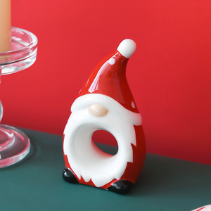 Anneau de serviette en céramique de qualité alimentaire, Père Noël, pour hôtel, restaurant, décoration de table de Noël, logo personnalisé, cadeau de Noël créatif, vente en gros - Product Image 4