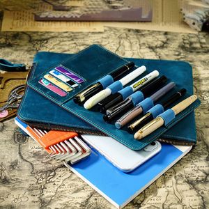 Leather Zipper Pen Case Modern Multi-Pen Slot Large Capacity Portable Durable <b>Creative</b> Design Silk Screen Promotional <b>Gifts</b> - Product Image 3