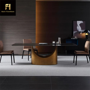 Foshan Furniture 4 6 8 10 Seater Buffet Comedor Dinning Kitchen <strong>Mesa</strong> De Cozinha Jantar Stone Marble Bronze Dining <strong>Table</strong> - Product Image 5