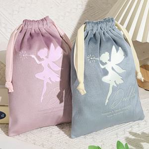 Bolsa antipolvo con cordón de terciopelo azul de Color personalizado de alta calidad, bolsa con cordón, logotipo personalizado, regalo de terciopelo, bolsas de compras para ropa - Product Image 4