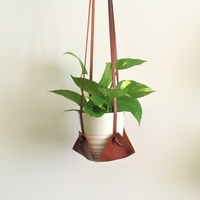 Penyangga Pot Tanaman Gantung Dinding Kulit, Wadah Bunga, Penutup Pot Tanaman, Hammock