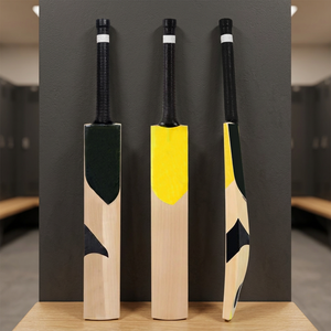 Bate de Cricket de Madera con Diseño Negro y Amarillo, Resistente para Partidos y Entrenamientos - Product Image 5