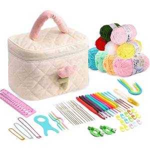 Nouveau kit de crochet de 68 pièces, kit complet de matériel pour débutants, ensemble d'outils de <span class=keywords><strong>tricot</strong></span> portable en laine - Product Image 1