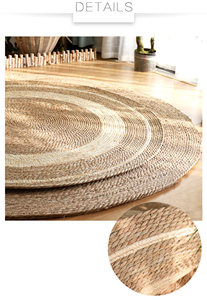Vente en gros, petit tapis rond Vintage en Jute, multi-tressé, biologique, herbe humide, naturel - Product Image 6